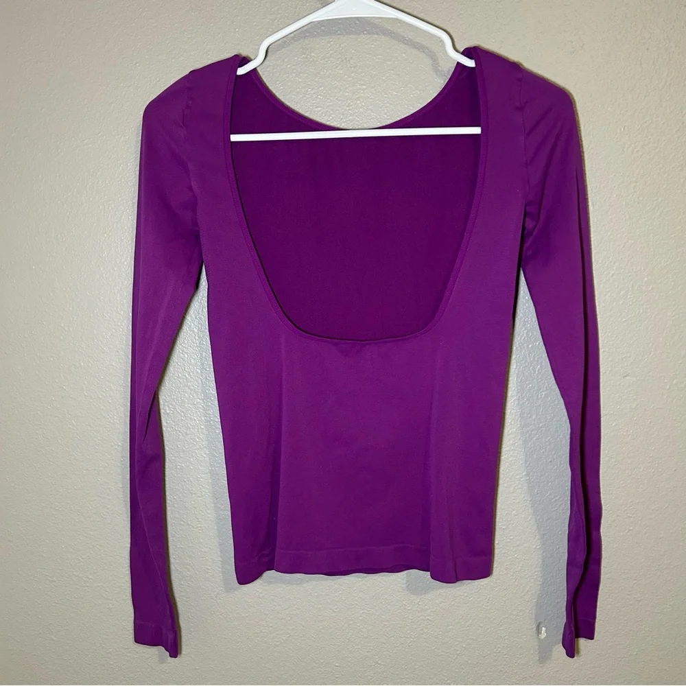 Free People Purple Low Back Long Sleeve Layering Top Women’s Size Medium / Large - Picture 7 of 10